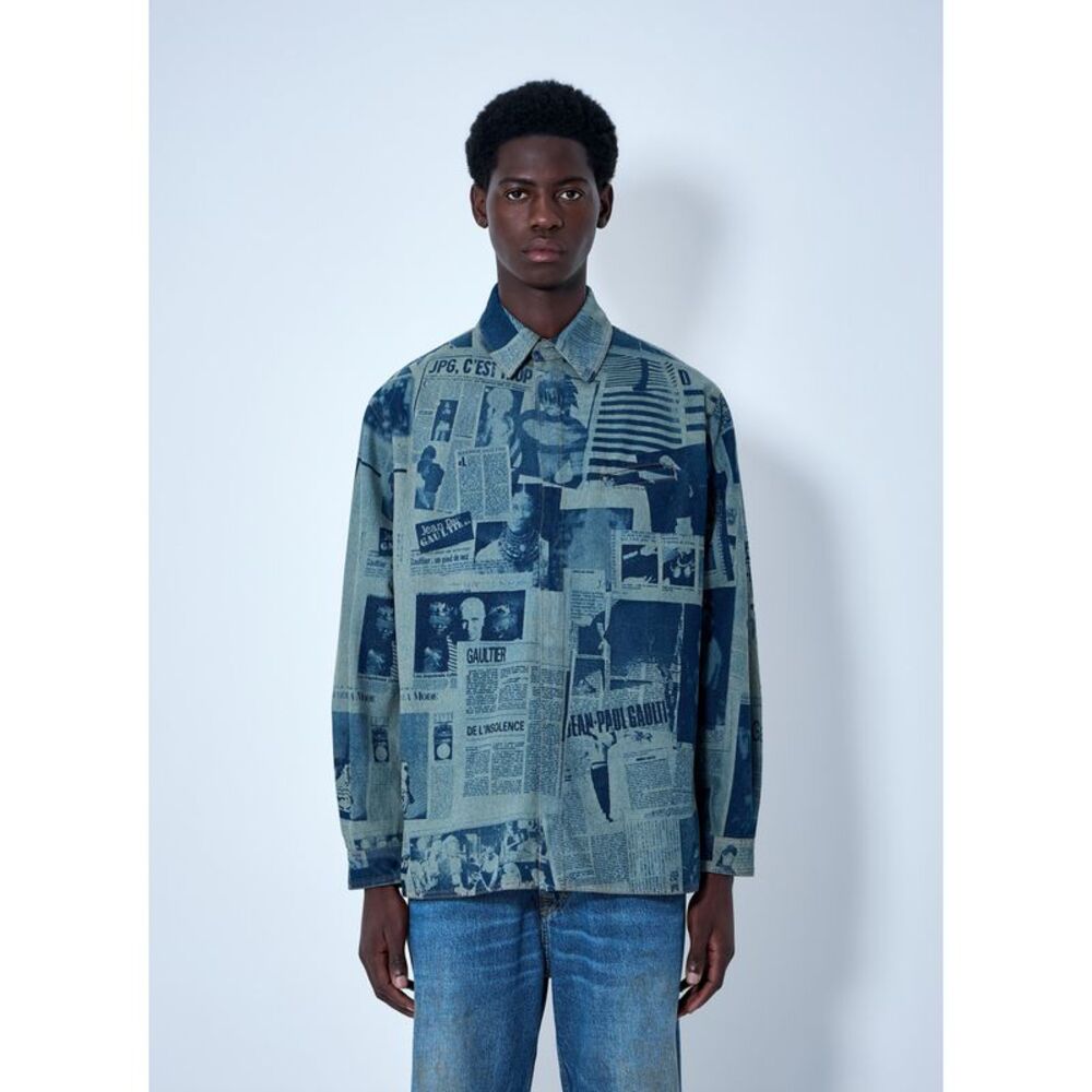 Jean Paul Gaultier Men Printed Cotton Poplin Shirt